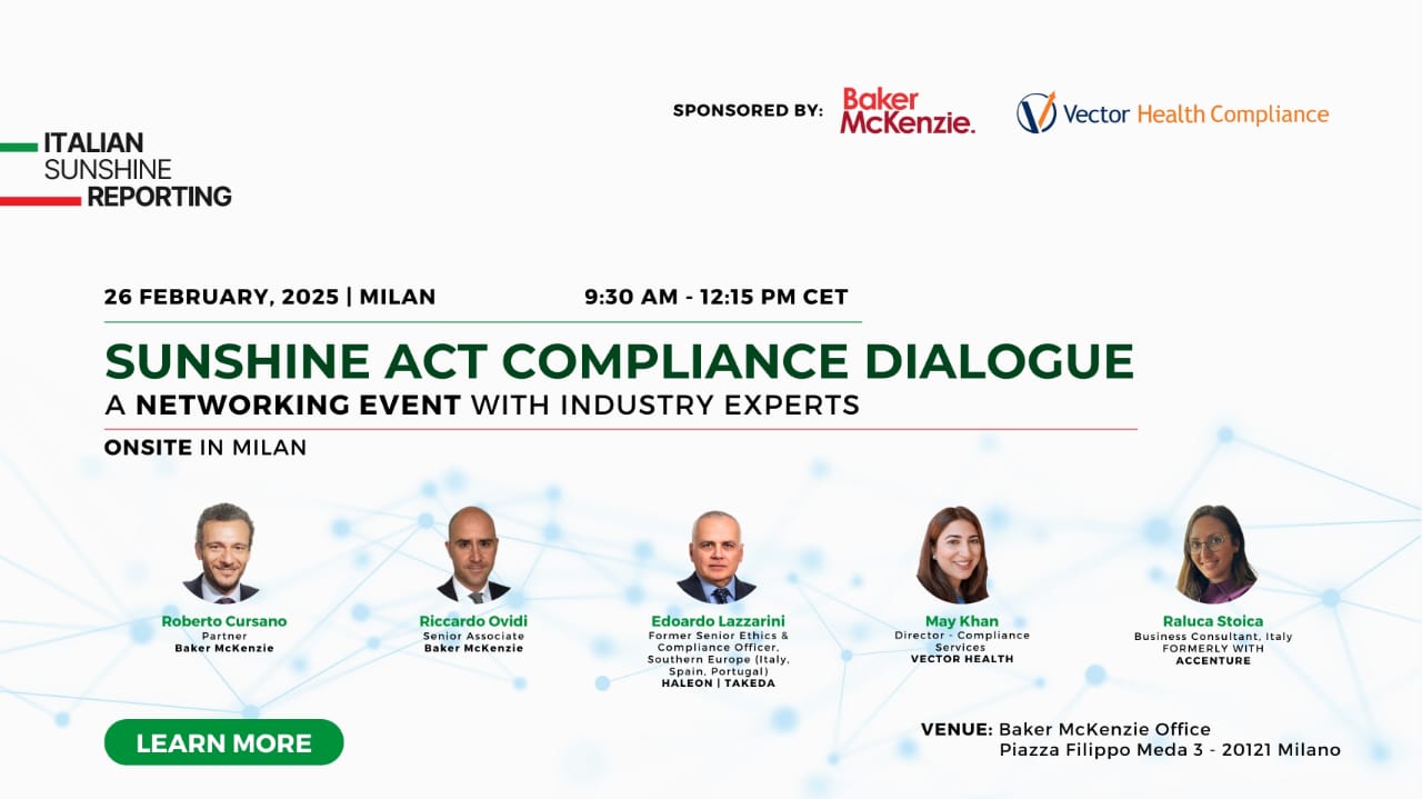 Italian Sunshine Reporting Workshop Global Sunshine Reporting for HCP Engagement, US and Italian Transparency Reporting, Sunshine Laws, and Pharmaceutical Compliance